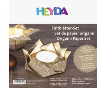 Origami paber Heyda 15x15cm, 20 lehte - Lucia, kuldne