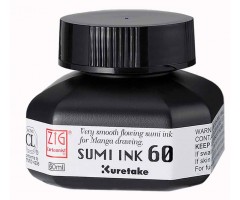Jaapani tint Zig Kuretake Sumi Ink 60ml - must