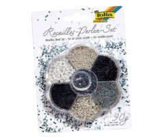 Pärlite komplekt Folia 90g - must, valge, hõbedane