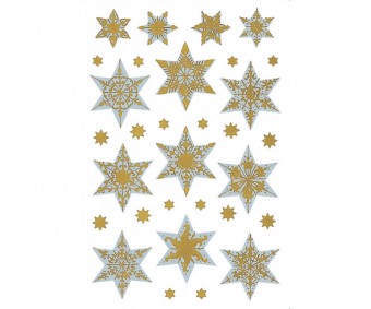 Kleepsud Decor - hõbedased tähed kuldse mustriga