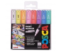 Marker Uni Posca PASTEL COLOURS 0,7-1 mm, Extra Fine, igale pinnale, 8 värvi