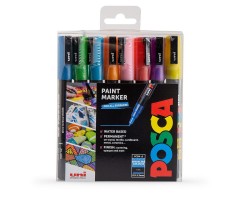 Marker Uni Posca SPARKLING COLOURS 0,9-1,3mm, Fine, igale pinnale, 8 värvi
