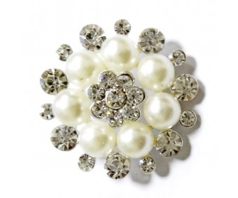 Kaunistus pärlite ja kivikestega - lill, 30mm