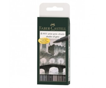 Pintsel-pliiatsite komplekt Faber-Castell Pitt - hallid toonid, 6 tk